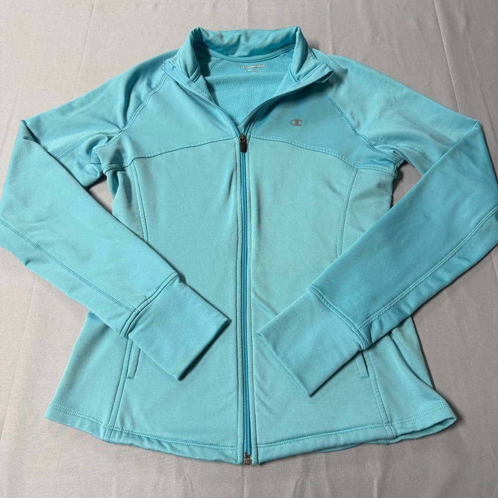 Champion Elite Womens Full Zip Fleece Lined Athletic Jacket Turquoise Blue M